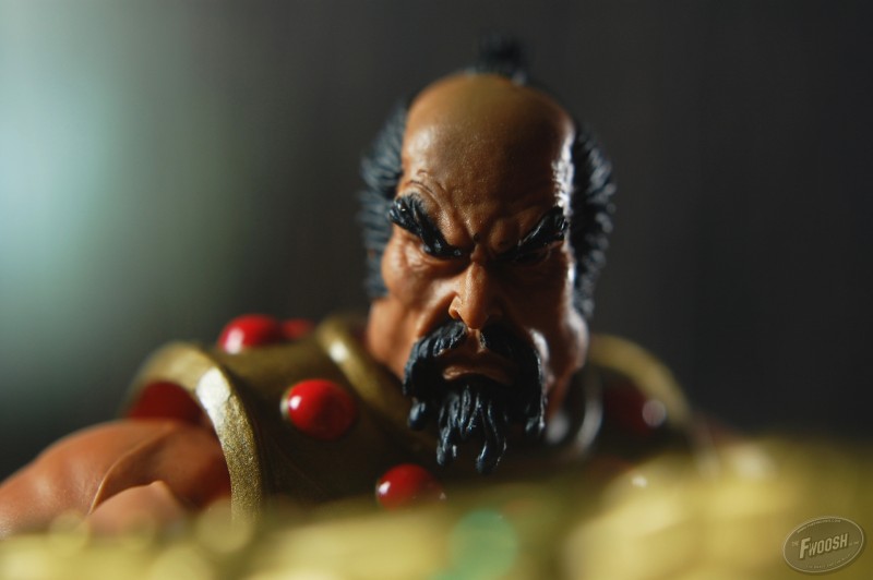 Close up on Masters of the Universe Classics figure Jitsu.