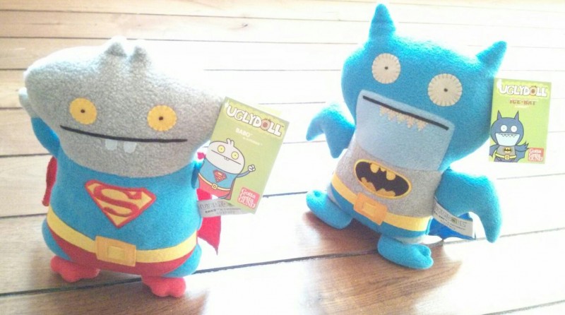 Uglydoll DC Comics Plush - Babo as Superman and Ice-Bat as Batman