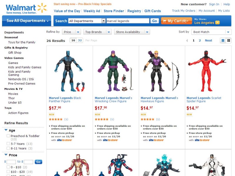 Marvel Legends at Walmart