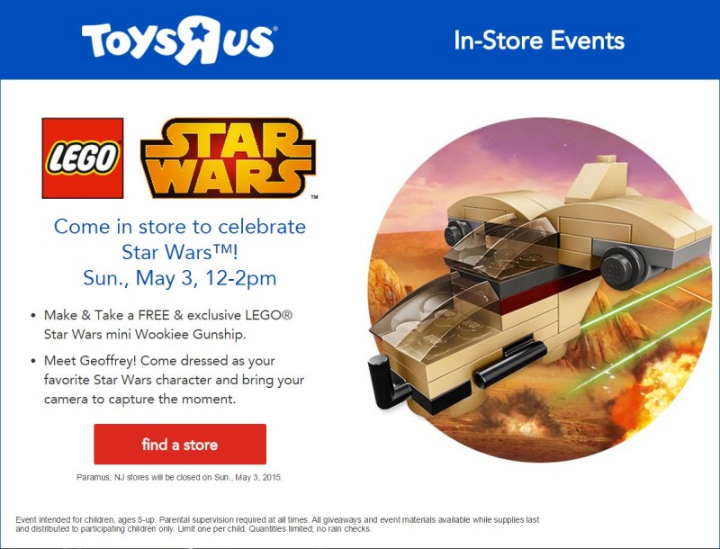 Toys R Us LEGO Star Wars May 3